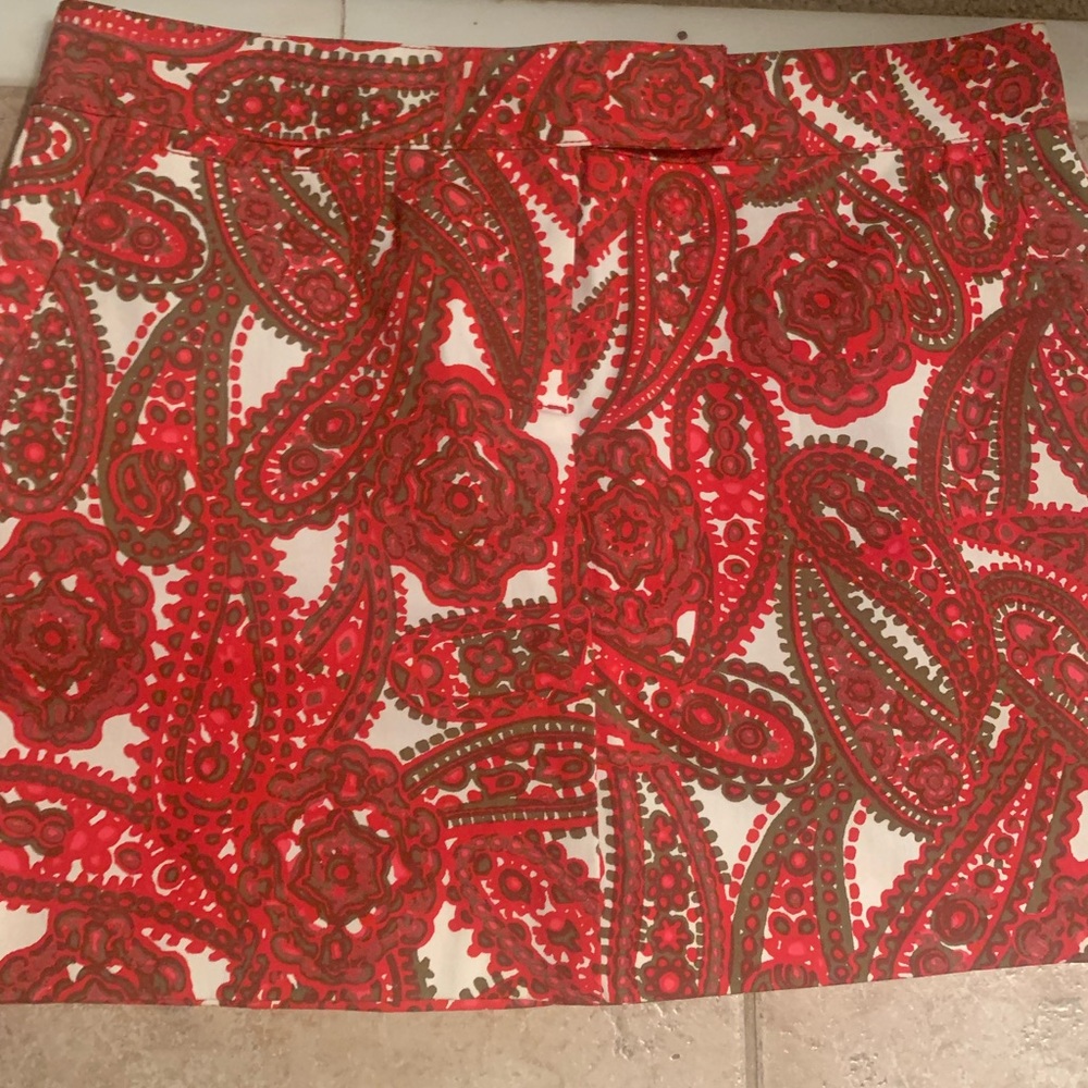 J Crew orange paisley mini skirt